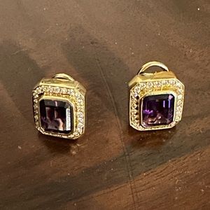Amethyst and diamond earrings